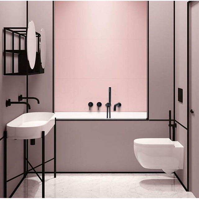 Messing Badewanne Wasserhahn, lackiert schwarz geteilte Badewanne