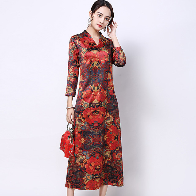 chinese style midi dress