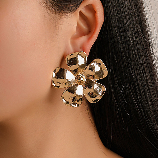 1 Pair Vintage Statement Flower Crystal Hook Earrings Drop Dangle Women Jewelry 