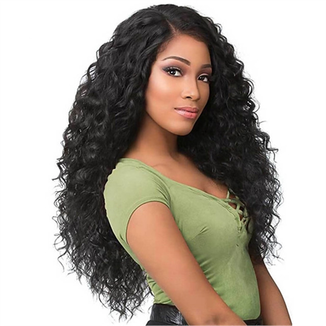 Synthetic Wig Kinky Straight Style Middle Part Capless Wig Natural Black Synthetic Hair 12 Inch 