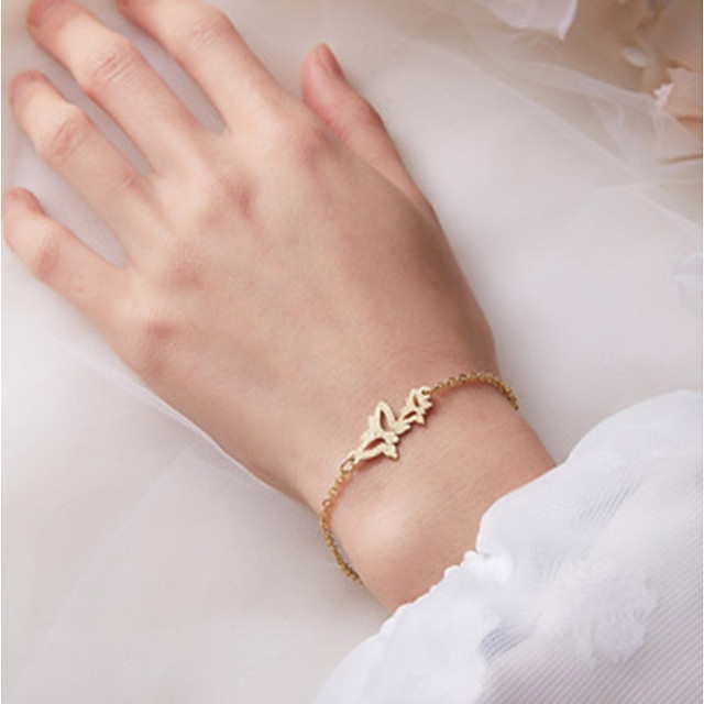 Download Women S Vintage Bracelet Earrings Bracelet Layered Butterfly Simple Classic Vintage Fashion Cute Stainless Steel Bracelet Jewelry Gold For Street Daily Holiday School Festival 7336027 2021 7 69