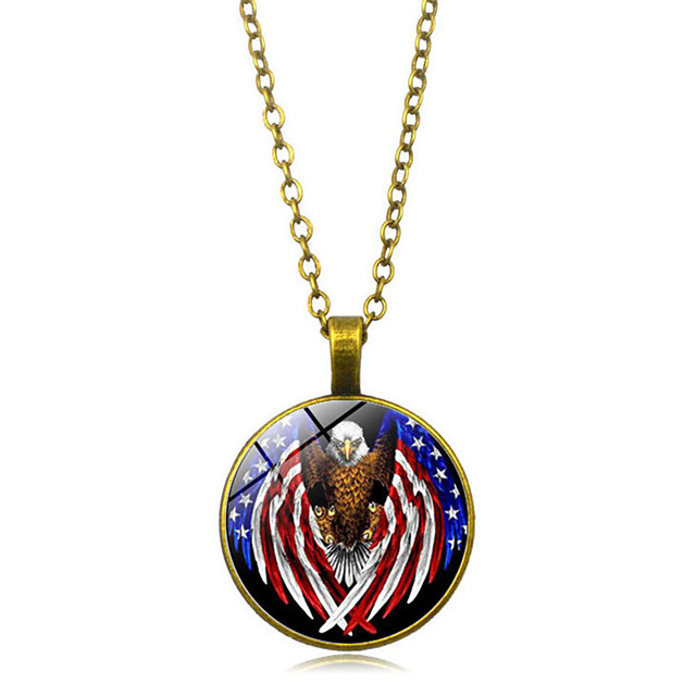 Women S Pendant Necklace American Flag Eagle Patriotic Jewelry European Trendy Casual Sporty Glass Chrome Black Gold Silver 45 5 Cm 1pc For Gift Daily Festival 7401763 2020 7 69 - Eagle Flag Pendant Necklace