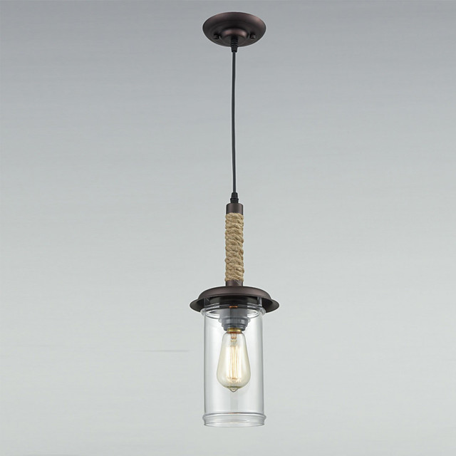 Lámpara colgante cilíndrica lámpara colgante con decoración de cuerda