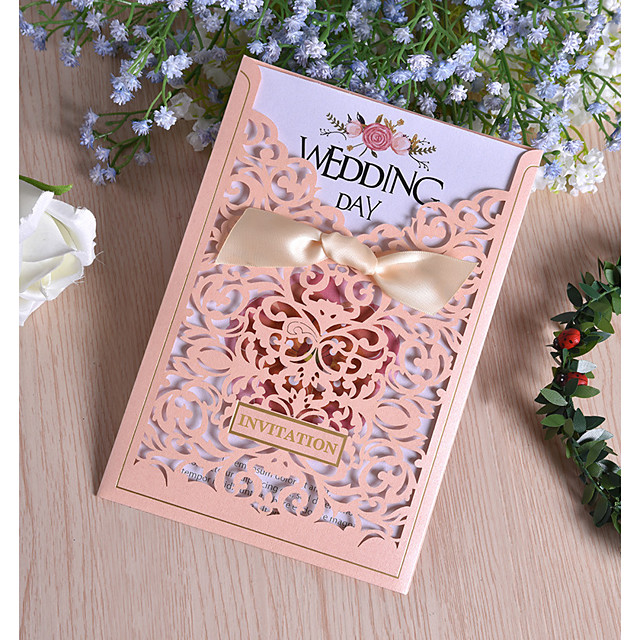 Side Fold Wedding Invitations 50pcs - Invitation Cards Pearl Paper 7 1/