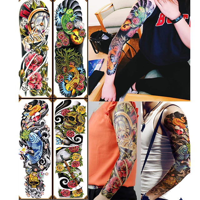 4 Pcs Los Tatuajes Temporales Ecologica Desechable Cuerpo Braquio Espalda Papel De Tarjeta 21 14 29