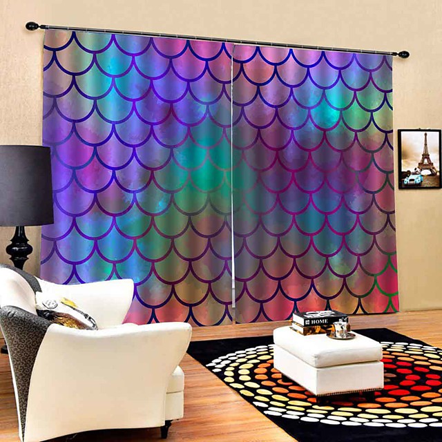 3D طباعة الإجمالية لوحتين ستارة غرفة دراسة / مكتب Curtains 7510482 2021