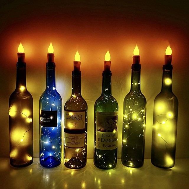 Garland Bottle Stopper Glass Craft LED string light Wedding Christmas Decoration