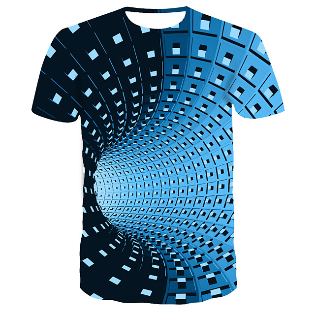 Men's T shirt Shirt Graphic Optical Illusion Short Sleeve Casual Tops ...