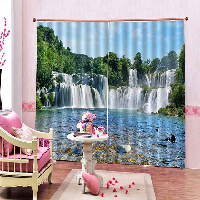 Estampado 3D Intimidad Dos Paneles Cortina Sala de estar Curtains