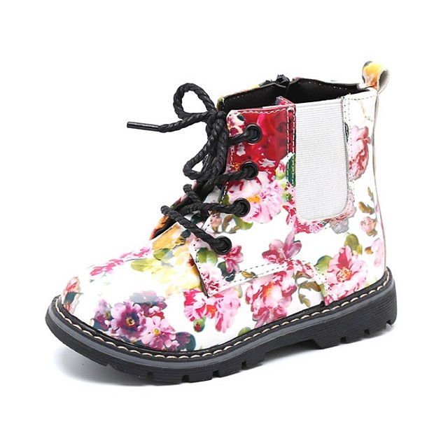 Girls' Combat Boots Patent Leather Boots Little Kids(4-7ys) Flower ...