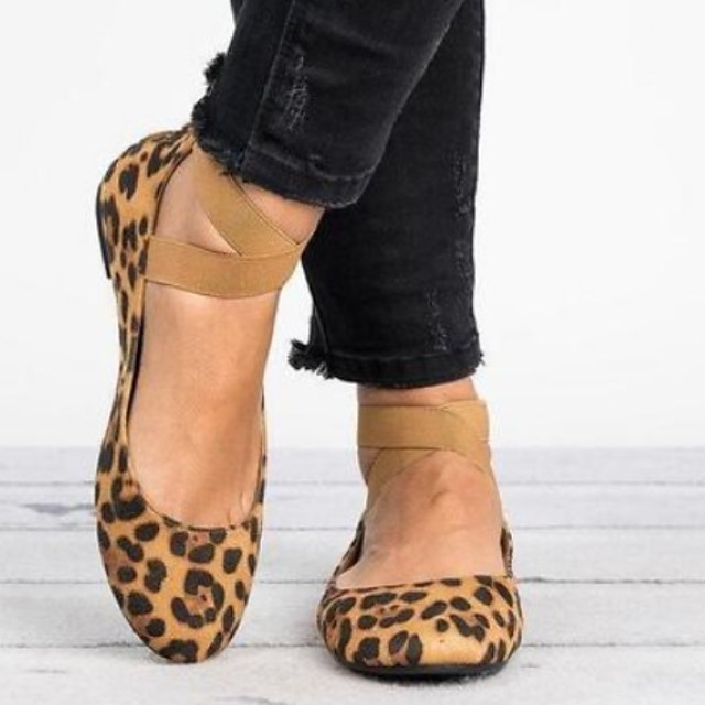 leopard print flats round toe