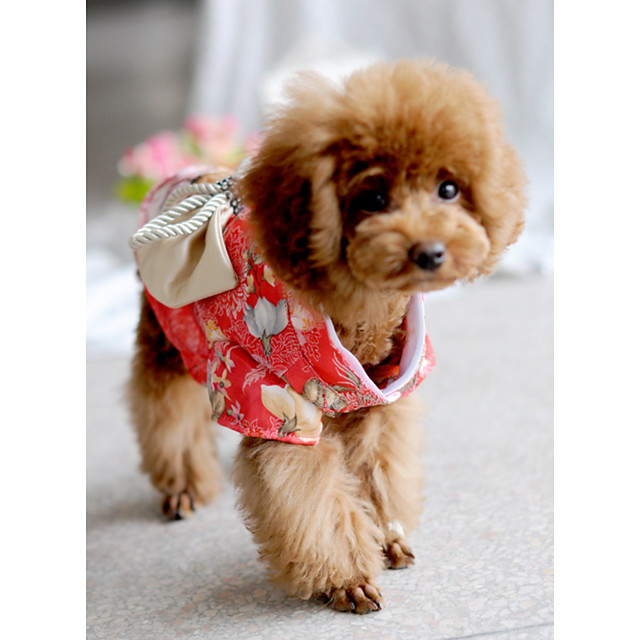 Dog Dress Rabbit Pet Cat Colorful Tomatoes on Blue Harness Dress Size XS-M with Matching Hair Bow for Small Pets Dogs Ready to Ship