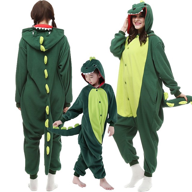 Kid's Adults' Kigurumi Pajamas Dinosaur Monster Onesie Pajamas Flannel