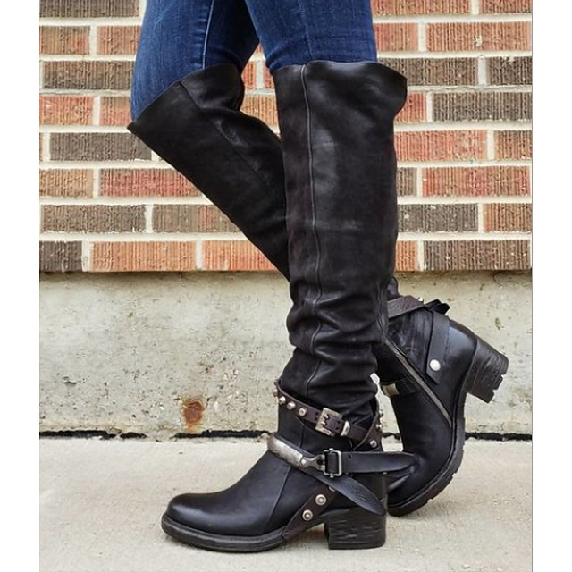 leather women's boots low heel