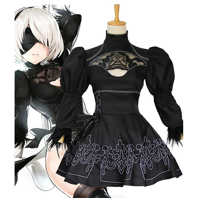 Inspired By Nier Automata 2b Anime Cosplay Costumes Japanese Cosplay Suits Lace Long Sleeve Skirt Stockings Hair Band For Women S Eye Mask Eye Mask 21 52 79