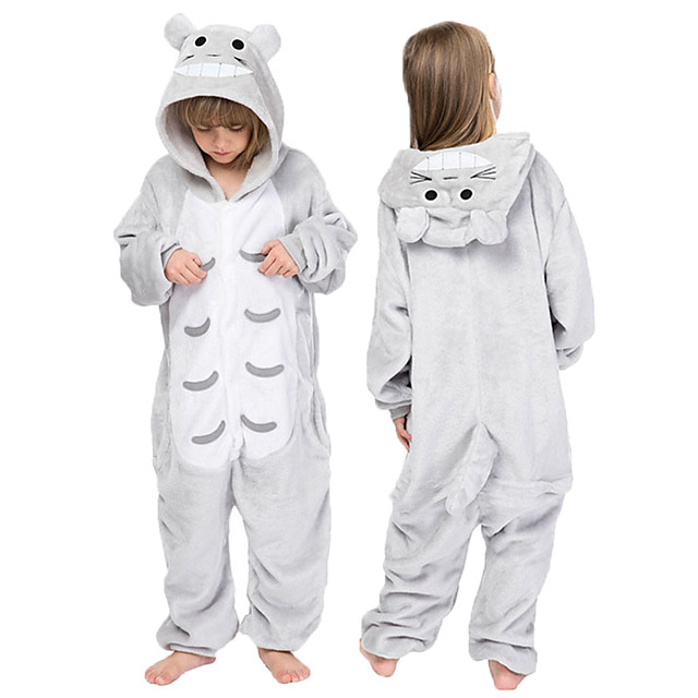 Kid S Kigurumi Pajamas Cat Onesie Pajamas Flannel Fabric Gray Cosplay For Boys And Girls Animal Sleepwear Cartoon Festival Holiday Costumes 6217153 2021 23 09