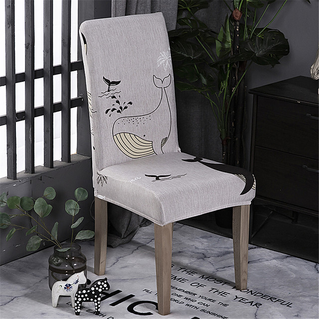 Cartoon Whale Chair Cover Stretch Removable Washable Dining Room Chair Protector Slipcovers Home Decor Dining Room Seat Cover 7890402 2020 9 26