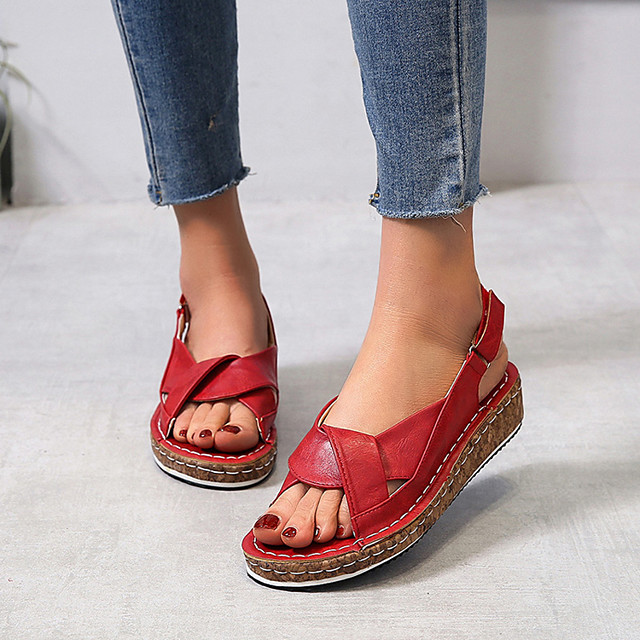 flat heel peep toe casual sandals