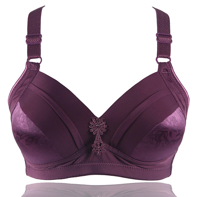 Femme Grande taille Push-Up Grand Maintien Soutien-gorge Noir Violet