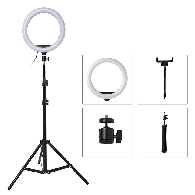 10 26cm 12w Led Ring Light Photographic Selfie Ring Lighting With 1 6m Collapsible Stand For Smartphone Youtube Makeup Video Studio Tripod Ring Light 8019221 2020 38 99