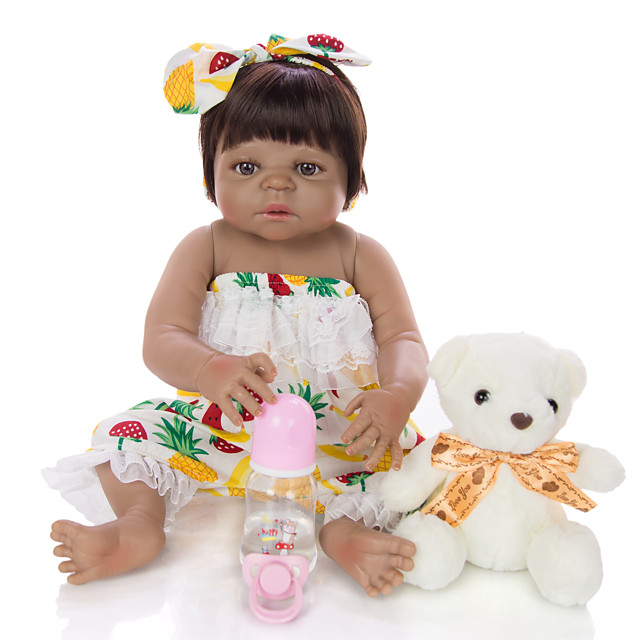 Keiumi 22 Pouce Poupees Noires Poupee Reborn Jouet Pour Bebe Nourrisson Poupee Reborn Toddler Bebes Fille Cadeau Mignon Lavable Silicone Complet Du Corps 23d42 C225 T13 Cadeaux Noel Enfant Avec De 21