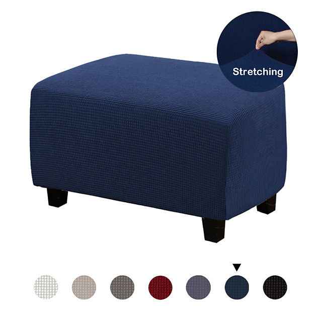 Stretch Fabric Ottoman Cover Foot Rest Stool Slipcover Easy Fitted Universal