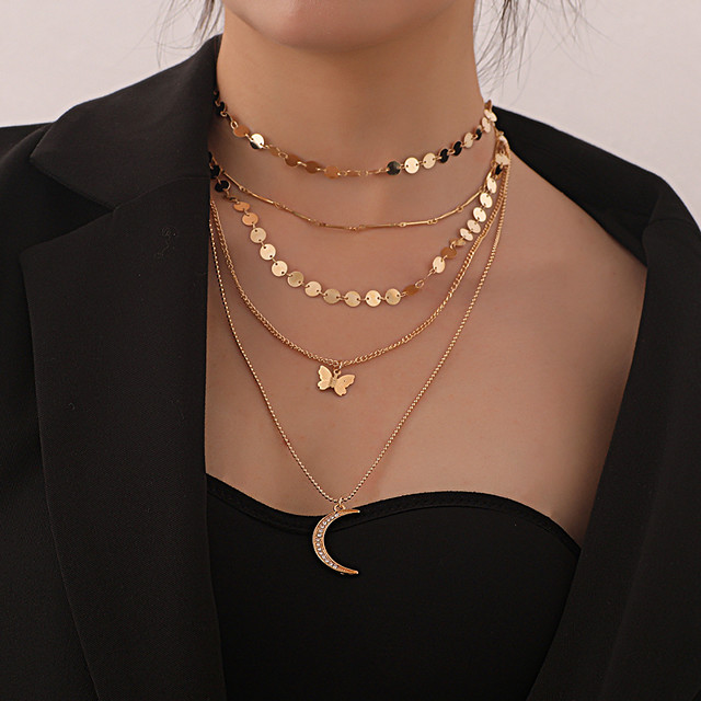 Download Women S Pendant Necklace Chain Necklace Stacking Stackable Moon Butterfly Simple Rustic Fashion Classic Chrome Gold Silver 68 Cm Necklace Jewelry 1pc For Party Evening Street Prom Beach Festival 8084220 2021 9 89