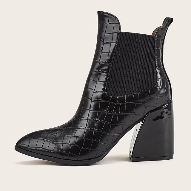 black cuban heel ankle boots