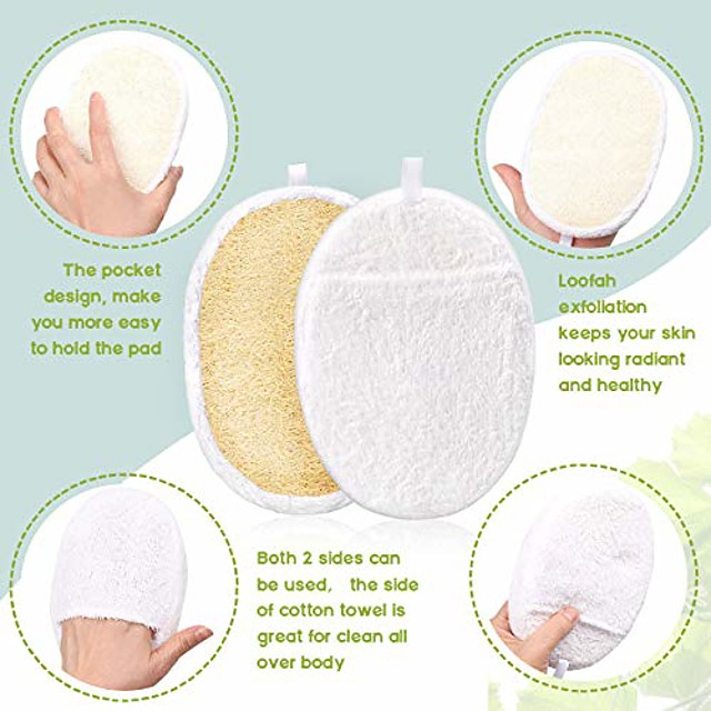 Exfoliating Loofah Pads, 2 Packs Natural Luffa Material Loofah Sponge ...