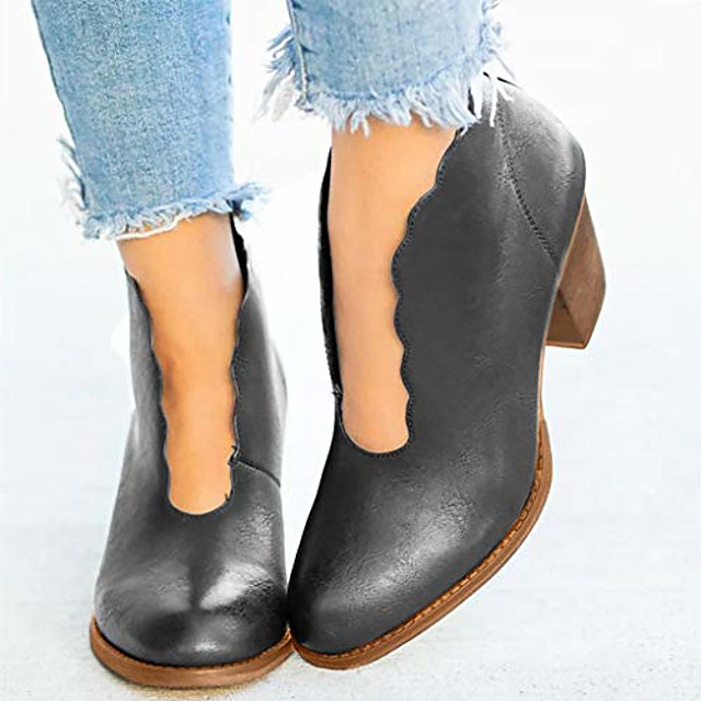 ankle booties for women v cut,ankle booties retro stacked chunky block ...