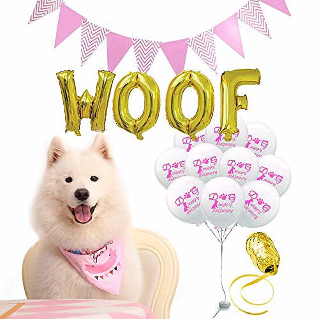 Bandana D Anniversaire De Chien Dessin Anime Mignon Impression Fete D Anniversaire Decoration Set 10 Ballons Pawty Woof Drapeau Chien Anniversaire Bandana Echarpes Grand Cadeau De Tenue De 21 A 10 07