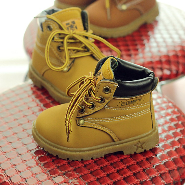 boys winter warm combat hiking boots kid toddler soft heels lace up martin boot waterproof work