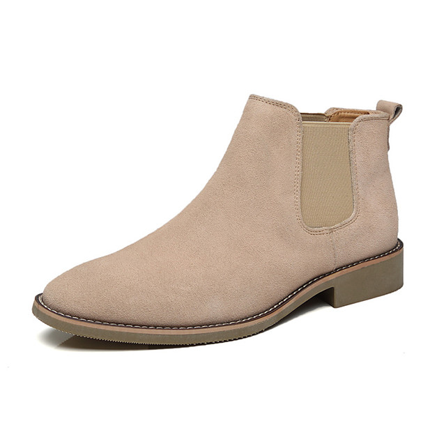 casual ankle boots for men chelsea boot pull on suede pointed toe block heel elastic sides anti 