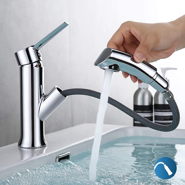 Execart Bathroom Sink Faucet With Pull, Bathroom Sink Faucet With Sprayer