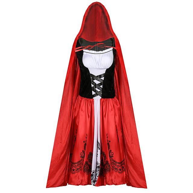 Little Red Riding Hood Dress Cloak Adults Women S Dresses Vacation Dress Halloween Halloween Masquerade Festival Holiday Terylene Glue Red Women S Female Easy Carnival Costumes Printing Gloves 21 32 99