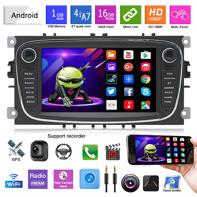 福克斯车载导航黑色 7 Inch 2 Din Android Car Mp5 Player Gps Built In Bluetooth Wifi For Ford Microusb Bluetooth Support Mpeg Avi Mov Mp3 Wma Wav Jpeg Gif Bmp 21 125 09