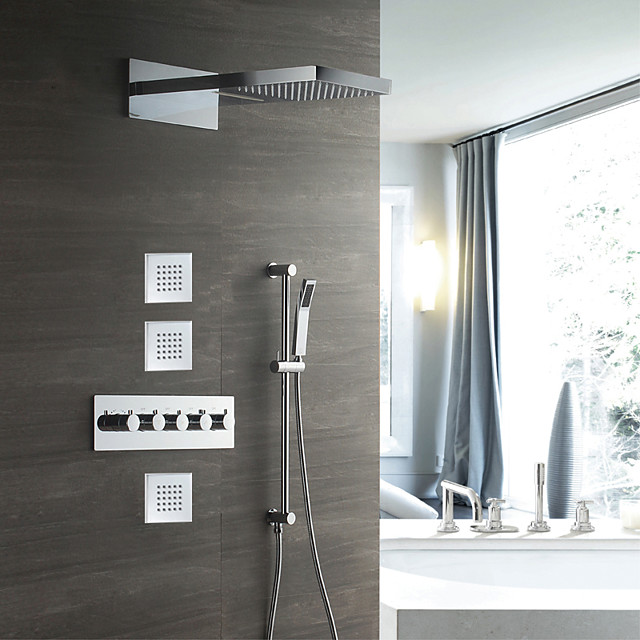 juegos de grifos de ducha cromados completos con cabezal de ducha de