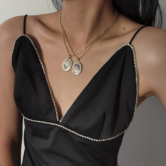 Women S Choker Necklace Necklace Stacking Stackable Moon Face Unique Design Fashion European Chrome Gold Silver 21 50 Cm Necklace Jewelry For Wedding Street Masquerade Prom Festival 21 4 39