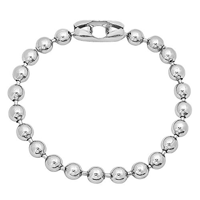6.5mm rhodium plated ball military ball chain bracelet, 9 inches ...