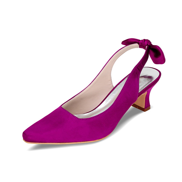 Women's Wedding Shoes Block Heel Square Toe Satin Bowknot Solid Colored
