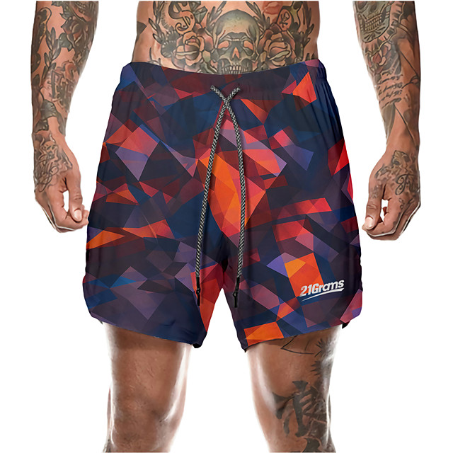 21Grams Men's Running Shorts Athletic Shorts Bottoms 2 in 1 Split Side Pockets Summer Fitness 