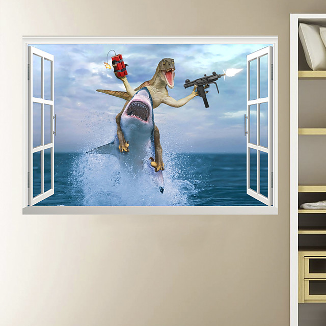 3D gefälschte Fenster Dinosaurier Hai Scharfschütze nach Hause