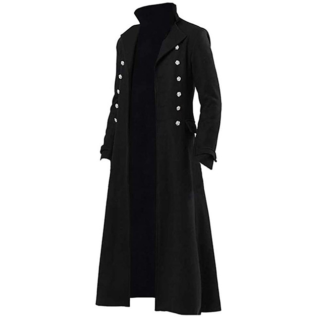 Medieval Winter Coat Men's Costume Black Vintage Cosplay Festival ...
