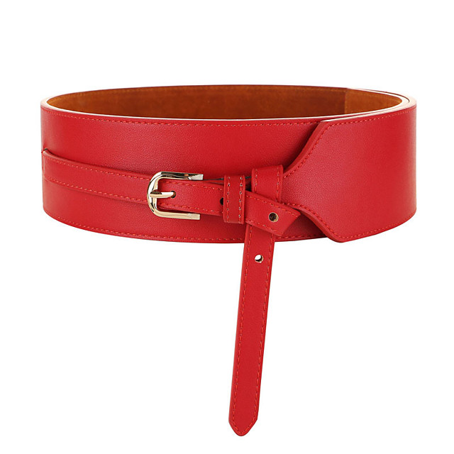 Women's Wide Belt Daily Dress Work Coffee Black Belt Solid Color / Red