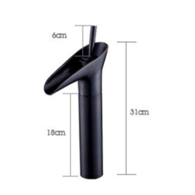 grifo del lavabo del baño, cascada negra, juego central de bronce