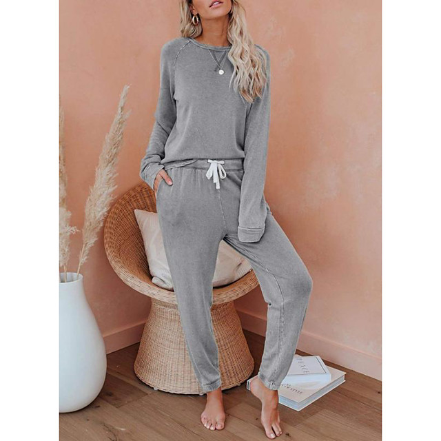 Dames Loungewear Standaard Effen Kleur Katoenmix Pyjama Trui met