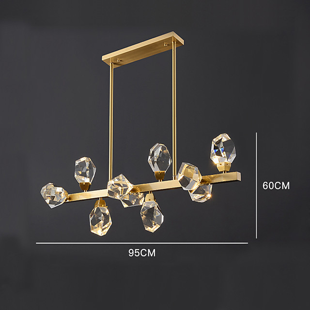 Lámpara colgante led de cristal, isla de cocina, luz moderna dorada de