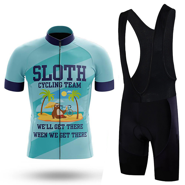Blue Summer Mens Cycling Jersey And Bib Shorts Mens Short Sleeve Cycling Top