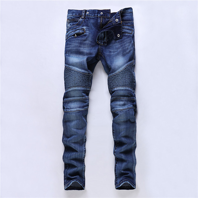 men's retro distressed zipper pleated wear-resistant jeans 8679493 2021 ...
