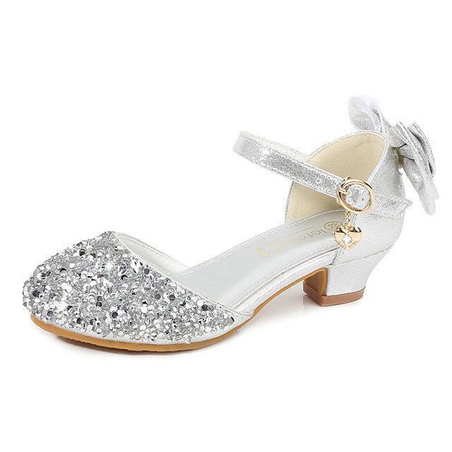 girls high heels, little princess show leather shoes, silver children's ...